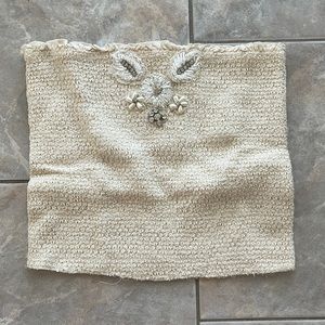 Free People stretchy ruched embellished tube top